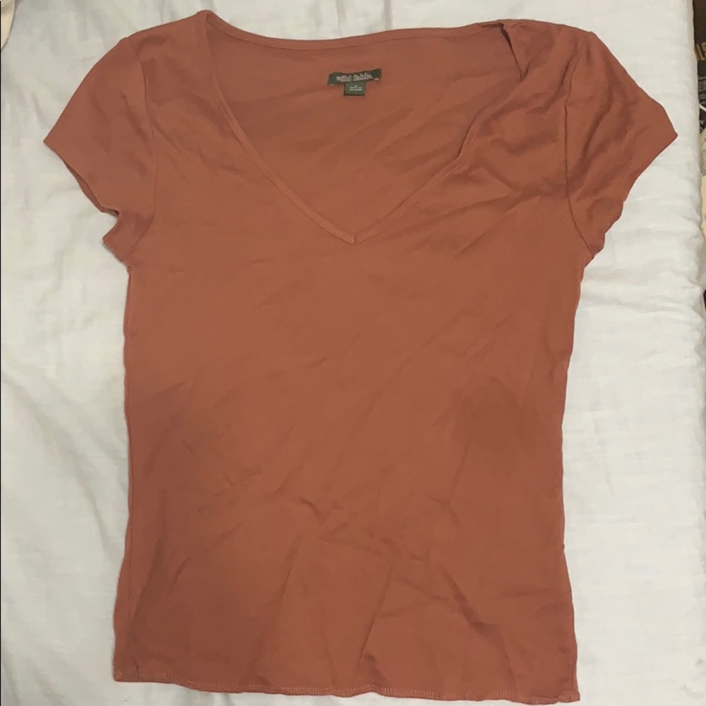 Dark rose pink v neck
